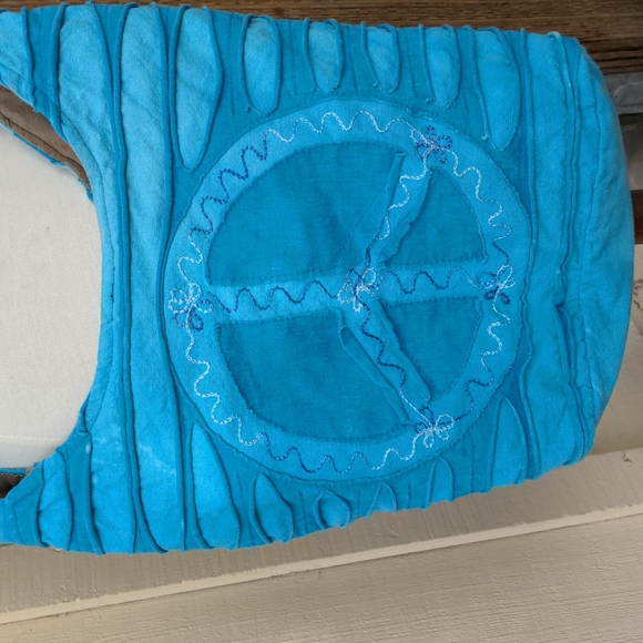 unbranded Handbags - Boho Hippie Peace Sign Blue Shoulder Crossbody Bag